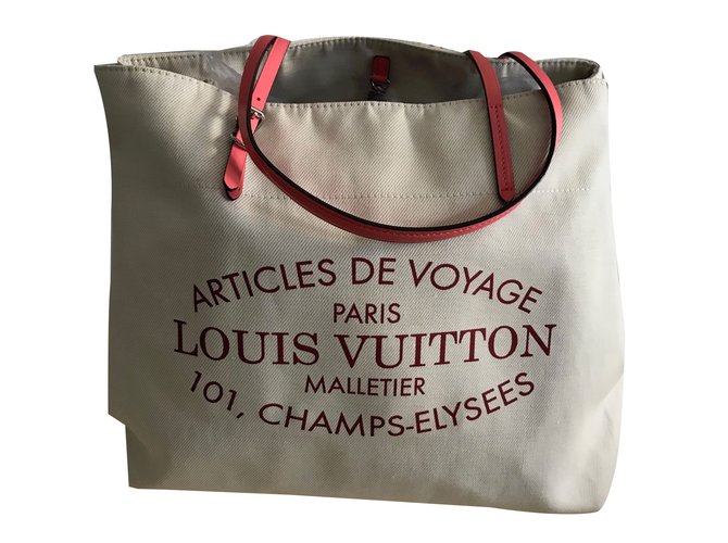 Louis Vuitton Neverfull Tote Beige Cotone  ref.74469
