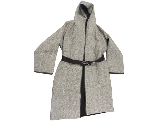 Hermès Coat Grey Dark brown Cashmere  ref.74542