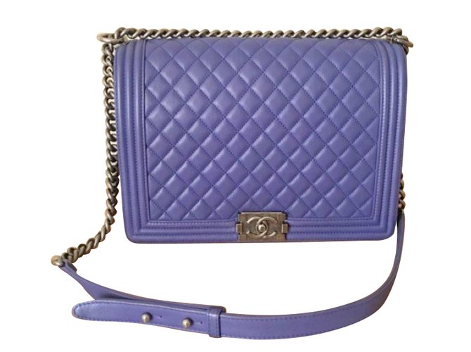 Chanel Boy bag Blue Leather  ref.74568