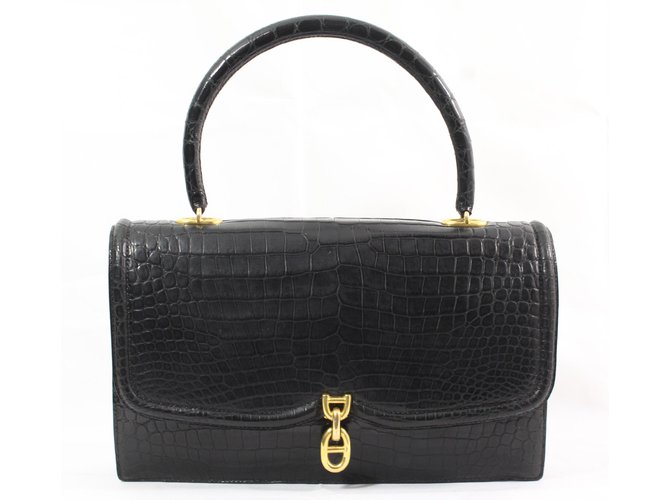 Hermès Chaine d'ancre Black Exotic leather  ref.74605
