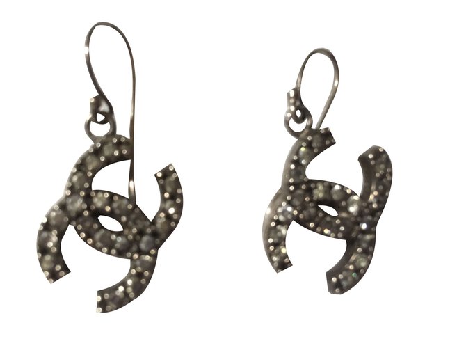 Chanel Earrings Silvery Silver  ref.74648