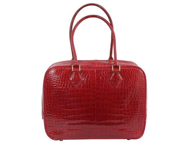Hermès Feder Rot Exotisches Leder  ref.74687