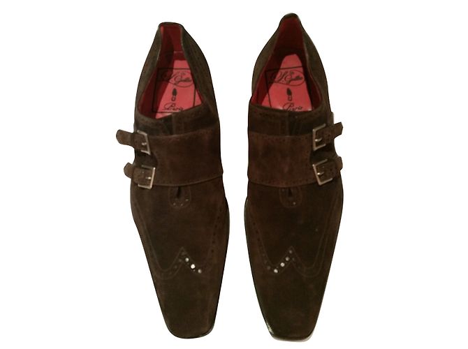 Autre Marque L.Guillo Scarpe stringate in vitello velluto marrone 43