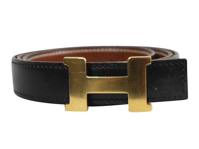 Constance Hermès belt Black Dark brown Leather  ref.74777