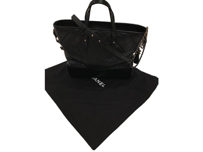 Chanel Gabrielle Black Leather  ref.74863