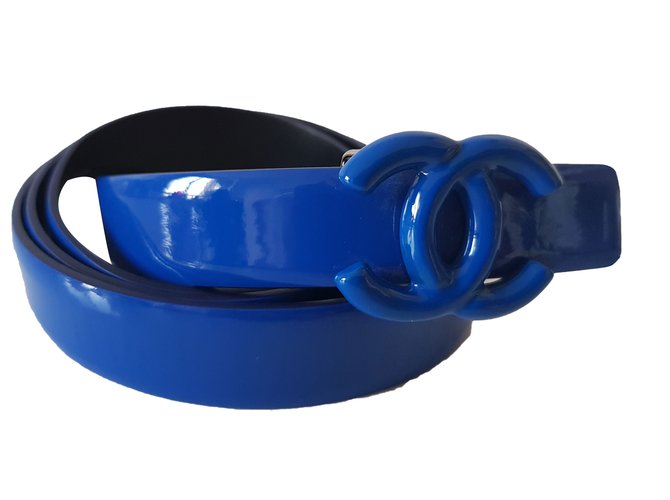 Chanel belt Blue Patent leather  ref.75019