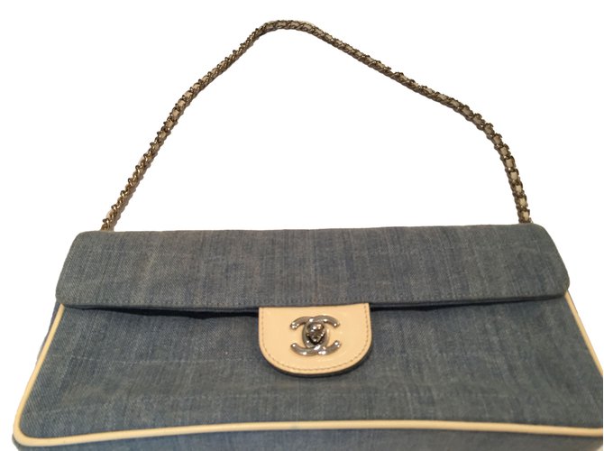 Chanel Handbags Blue Denim  ref.75045