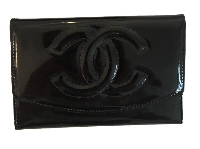 Chanel Brieftasche Schwarz Leder  ref.75061