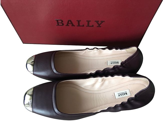 Bally Leather Ballet Flats Dark Red