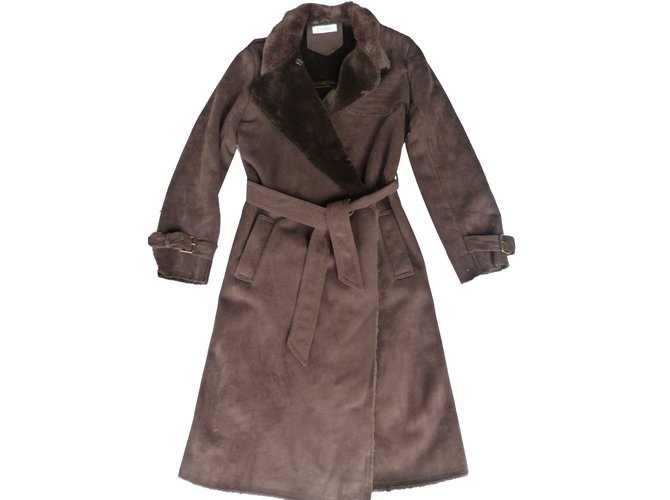 Balmain Coats, Outerwear Brown Polyester  ref.75294