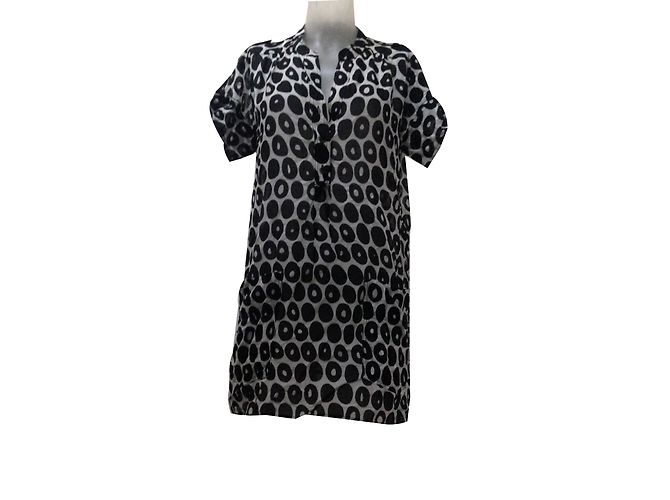 Vestido túnica Gerard Darel de seda e algodão preto e branco