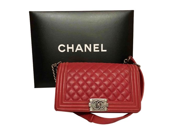 Chanel Boy Red Leather  ref.75369