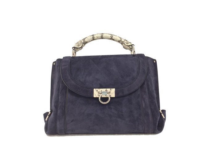 Salvatore Ferragamo Sac Sophia Suede Bleu  ref.75402