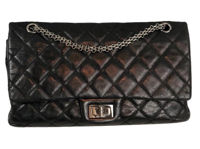 Chanel 2.55 Black Leather  ref.75442