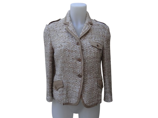 Miu Miu Jackets Beige Cotton Wool Viscose Polyamide  ref.75448