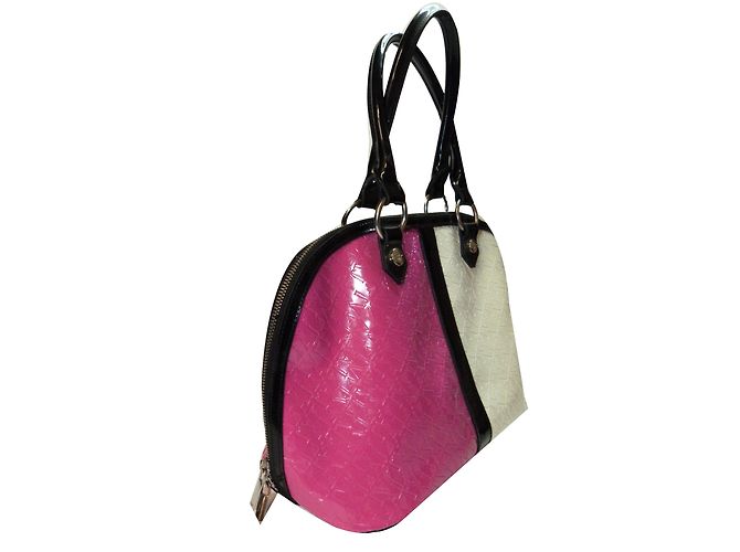 Borsa a mano Armani Jeans Bianca e Rosa in PVC Nero Bianco