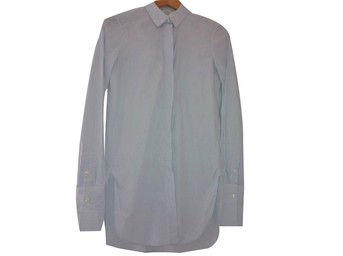 Céline Shirt White Blue Cotton  ref.75509