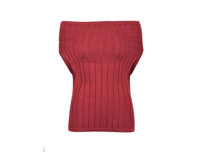 Chanel Knit top Red Wool  ref.75527