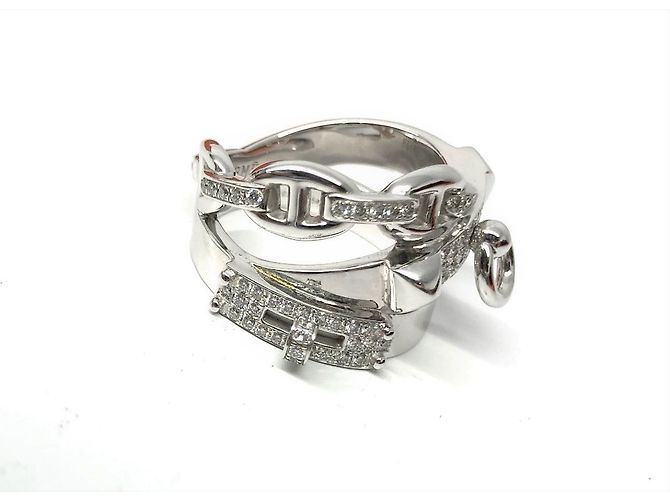 Hermès ouro branco e diamante Alchimie Ring Prata