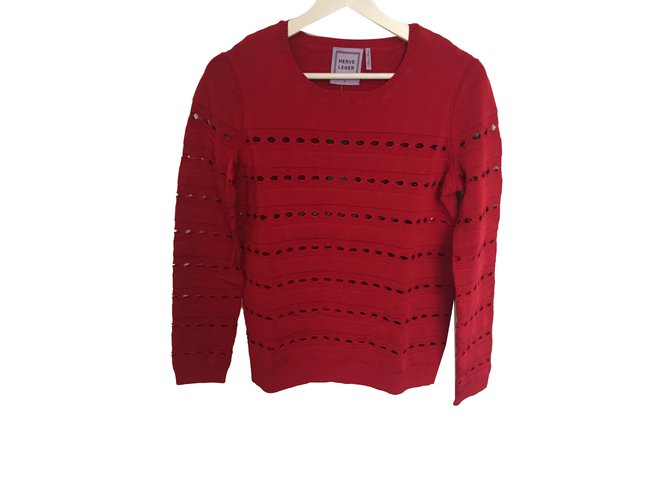 Herve Leger Roter Strickpullover 