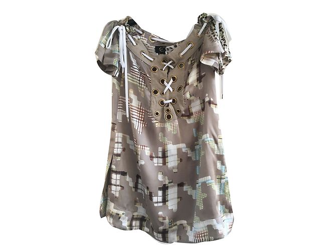 Túnica Just Cavalli de seda y lino beige