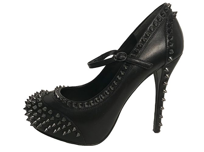 Décolleté Pierre Balmain in pelle nera con tacco 12cm Nero