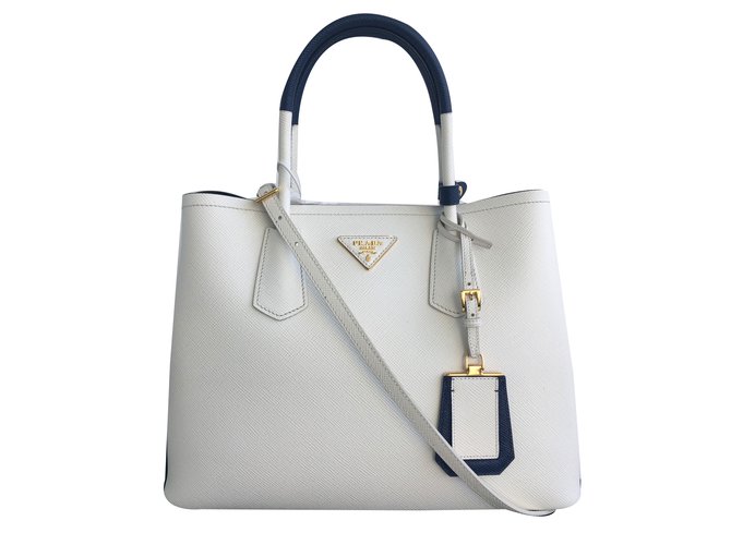 Prada gefütterte Tasche Weiß Leder  ref.75612