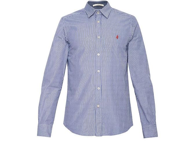Autre Marque Camicia a righe blu in cotone Custom Fit