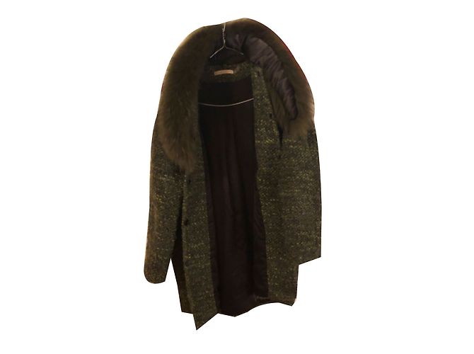 Cappotto Alice + Olivia in lana verde foresta