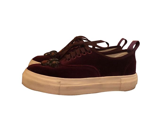 Carolina Herrera Eytys Keilabsatz Sneaker Burgunder Samt Bordeaux