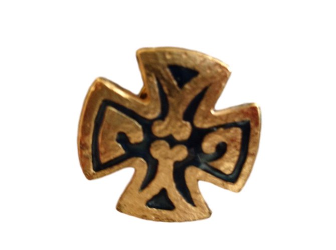Broche Yves Saint Laurent Croix de Malte Bleu 