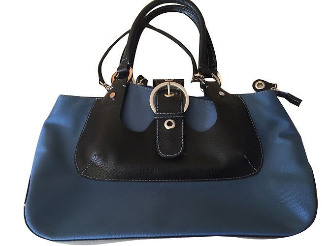 Borsa Lancel blu in pelle e nylon