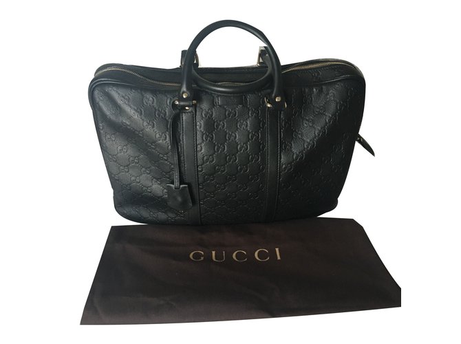 Gucci Bolso Negro Cuero  ref.75770
