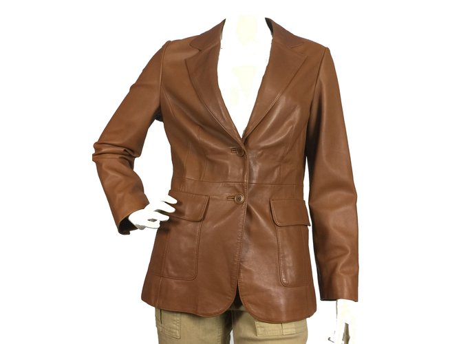 Brook Brothers Very soft leather blazer jacket Caramel  ref.75833