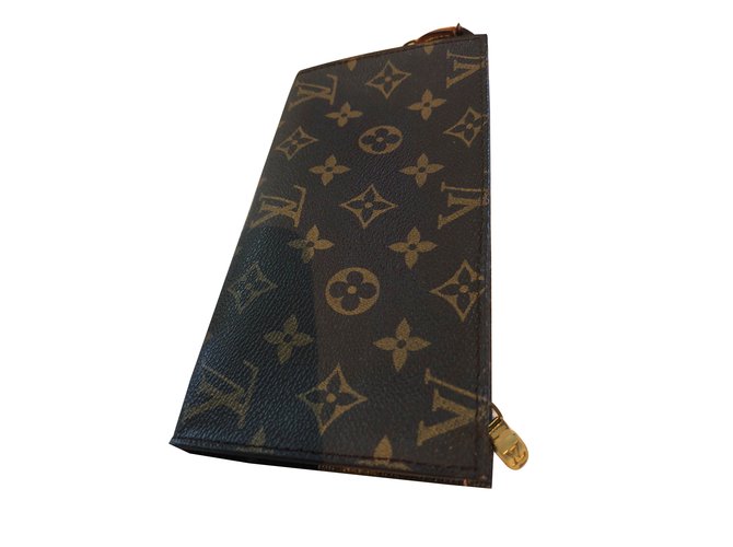 Louis Vuitton Clutch Brown Leather Cloth  ref.75844