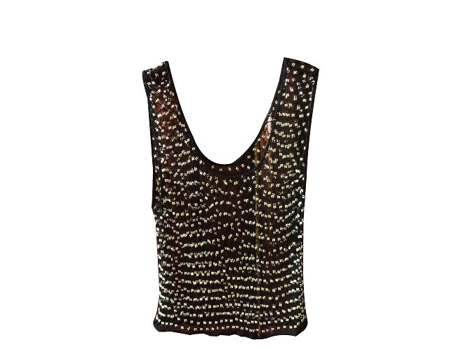 Autre Marque Top in rete nera con perline da sovrapporre Nero