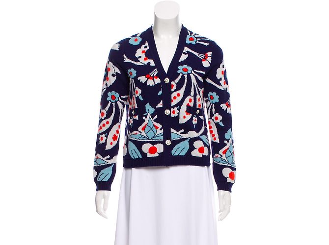 Chanel Strickjacke Blau Kaschmir