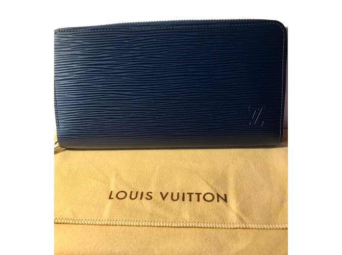 Navy Blue Epi LV Leather Mini Wallet