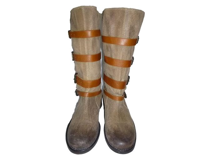 Balmain Leather Boots Sand Size 37