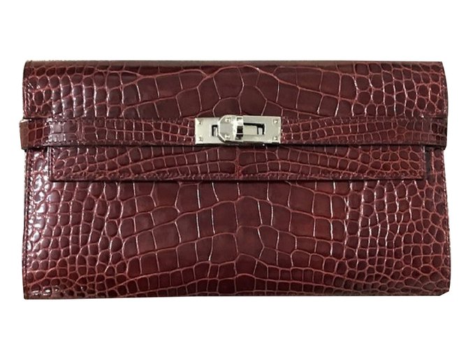 Hermès Kelly wallet Dark red Exotic leather  ref.76004