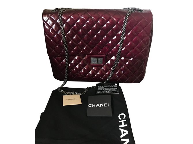 Chanel 2.55 Bordeaux Couro envernizado  ref.76020
