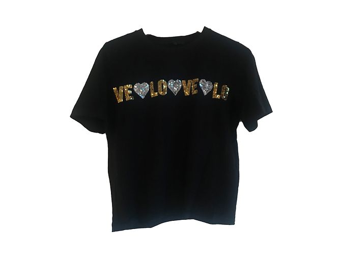 T-shirt Maje com inscrição Love em algodão preto