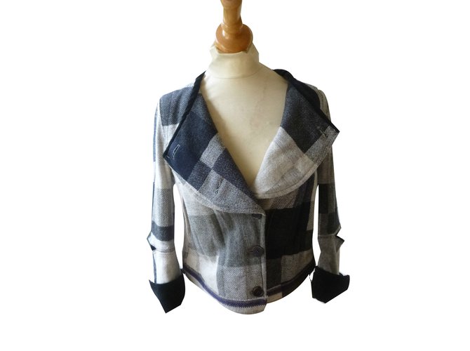 Marithé et François Girbaud Wool Jacket Scottish Pattern 