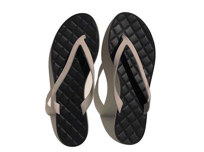 Chanel sandali Nero Beige Pelle Di gomma