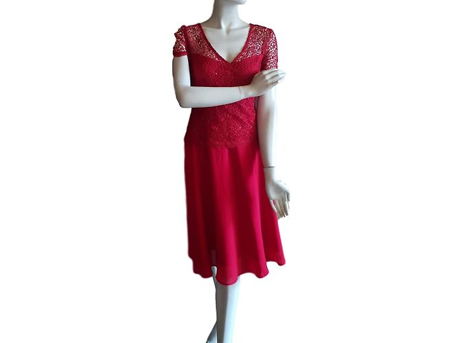 Autre Marque Robe de cocktail en dentelle rouge