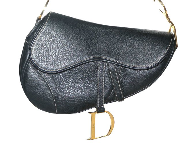 Christian Dior saddle Black Leather  ref.76143