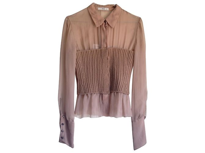 Blusa de seda Prada bege