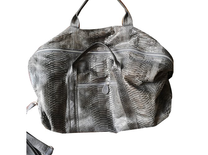 Autre Marque Opera Travel bag Dark grey Python  ref.76223