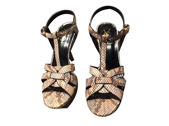Saint Laurent Tribute sandals Python print Exotic leather  ref.76258