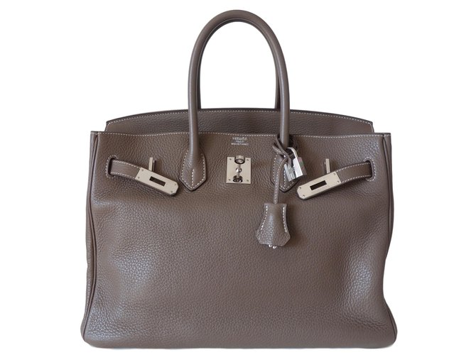 Hermès Birkin 35 etoupe Grey Leather  ref.76270